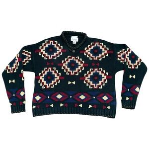 Christopher & Banks Vintage hand embroidered sweater Aztec inspired size Small